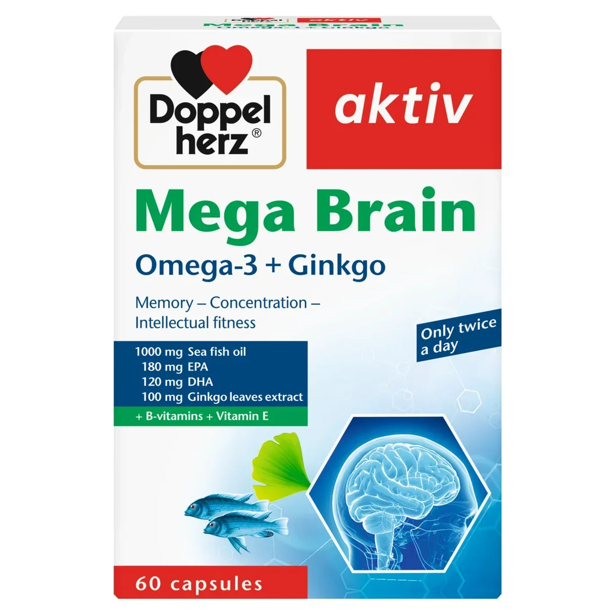 DoppelHerz - Aktiv Mega Brain Omega-3 + Ginkgo
