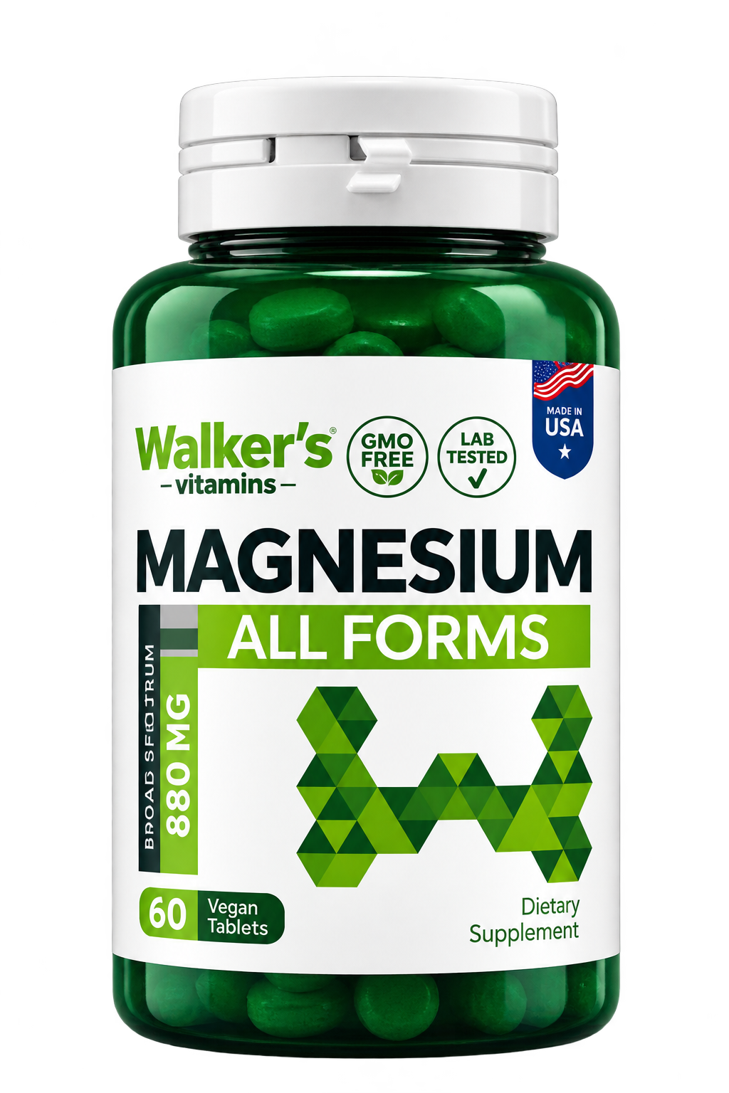 Walker’s Vitamins - Magnesium All Forms 880 mg, 60 Vegan Tablets