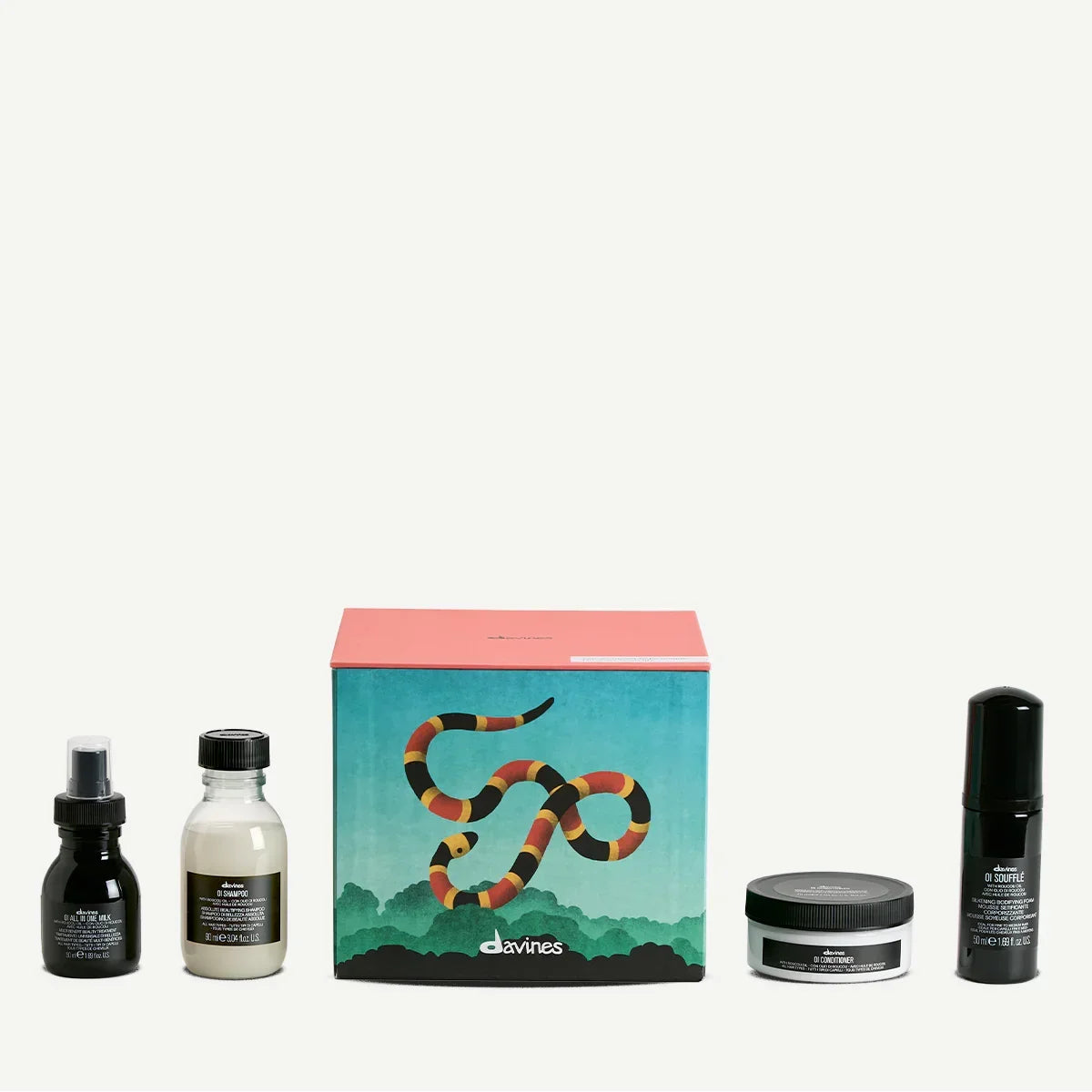 Davines Elegant Tropic Forest Set with four haircare products and illustrated box, Goldfarmaci Albania