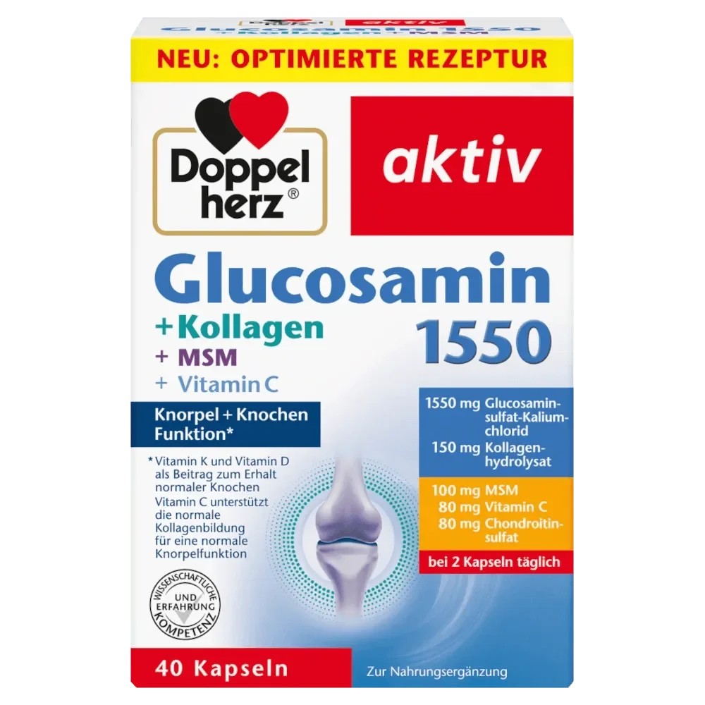 DoppelHerz - Glucosamin 1550 Collagen, 40 Capsules - GOLDFARMACI