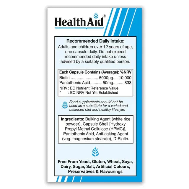 Health Aid - Vegan Biotin 5000ug - GOLDFARMACI