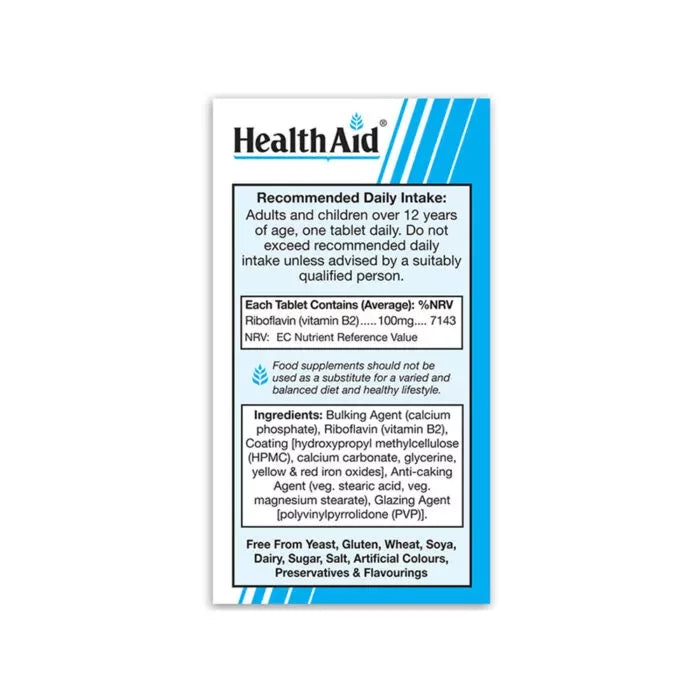 Health Aid - Vitamin B2 100mg (Riboflavin) - GOLDFARMACI