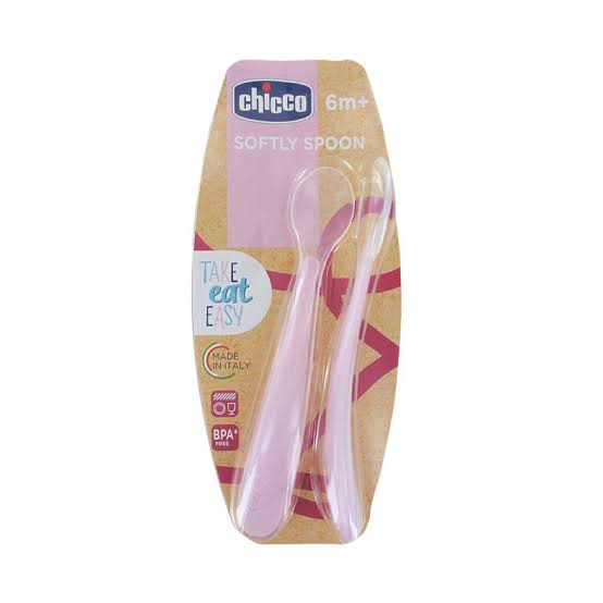 Chicco - Silicone Soft Spoon Pink +6 Months, 2 units