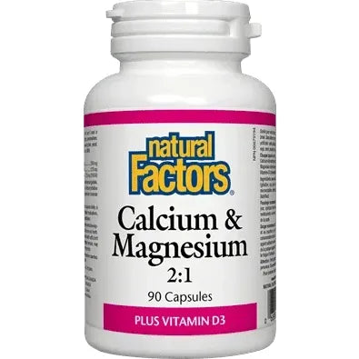 Natural Factors Calcium & Magnesium 2:1 Plus Vitamin D3 90 Capsules