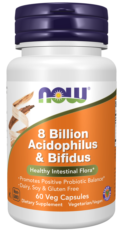 NOW 8 Billion Acidophilus & Bifidus 60 Veg Capsules