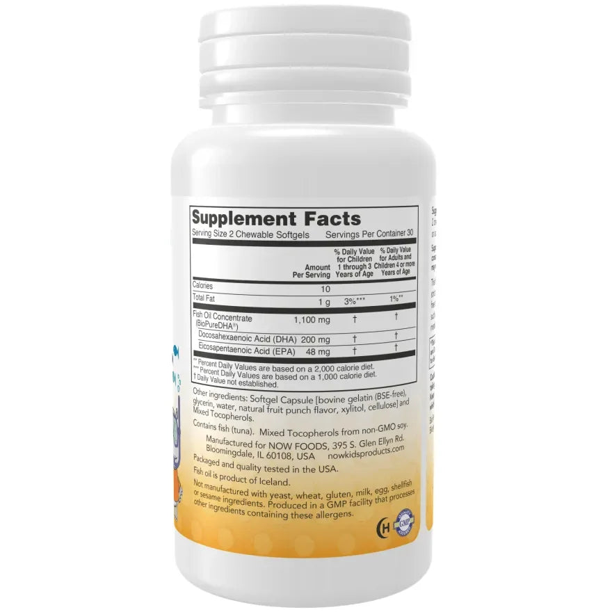 Now - DHA Kids Chewable Softgels - GOLDFARMACI