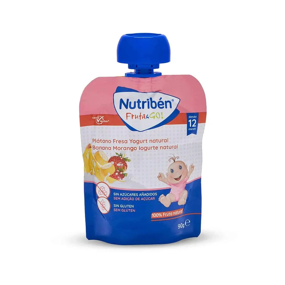 Nutribén - Fruit & Go Banana, Strawberry & Natural Yogurt 12m + - GOLDFARMACI