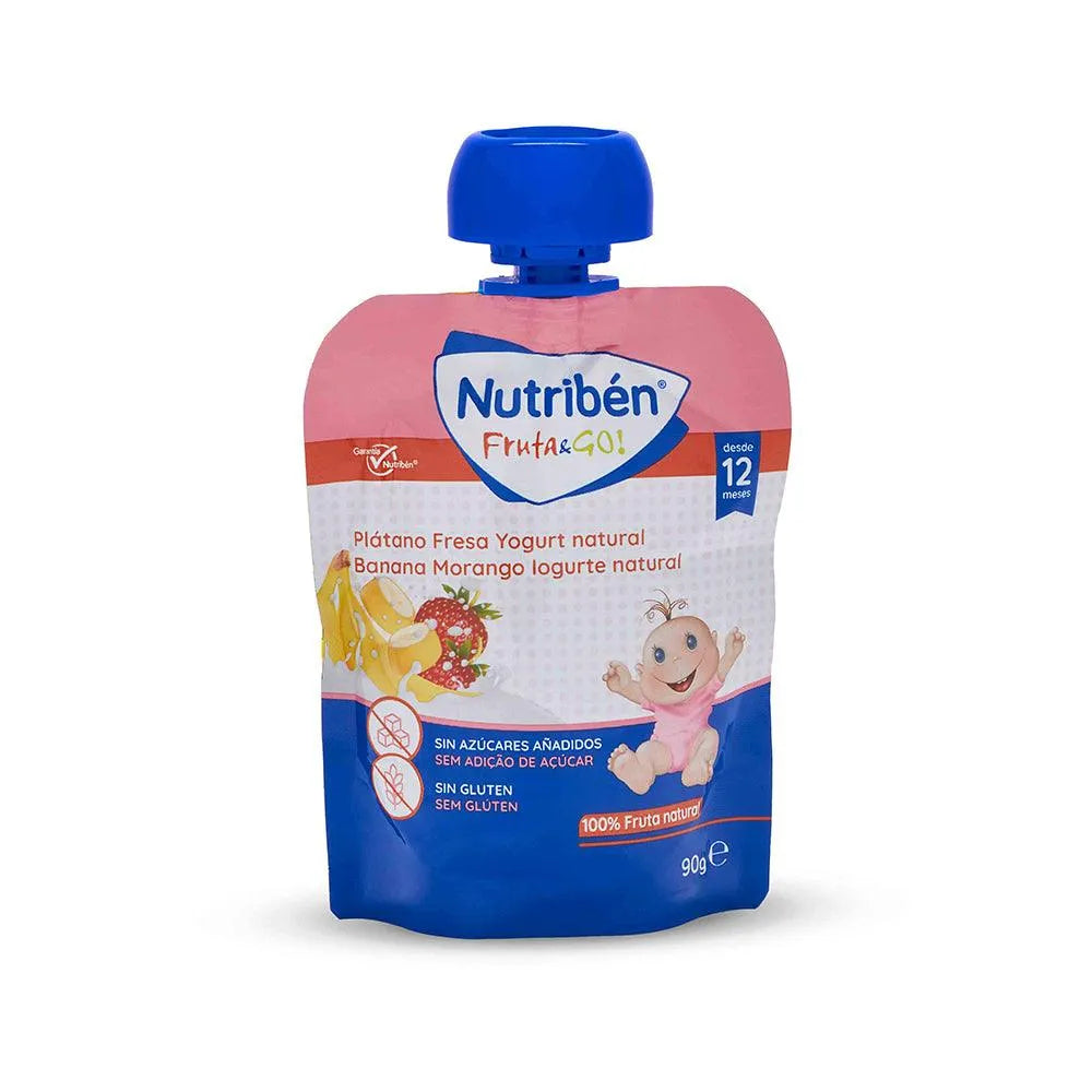 Nutribén - Fruit & Go Banana, Strawberry & Natural Yogurt 12m + - GOLDFARMACI