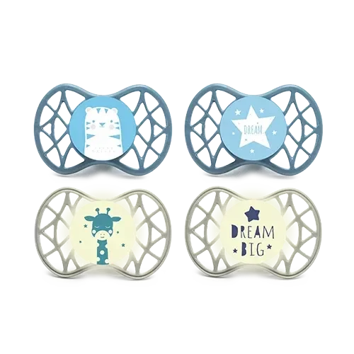 Nuvita - Set of 4 Pacifiers With Symmetrical Teat 0m+ (Boys) - GOLDFARMACI
