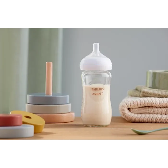 Philips Avent - Natural Response Baby Glass Bottle , 240ml - GOLDFARMACI