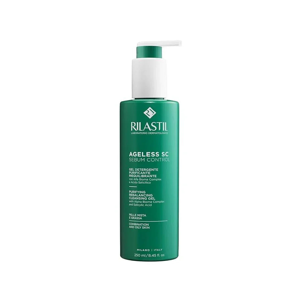Rilastil Ageless SC Sebum Control cleansing gel bottle for oily skin from Goldfarmaci online pharmacy