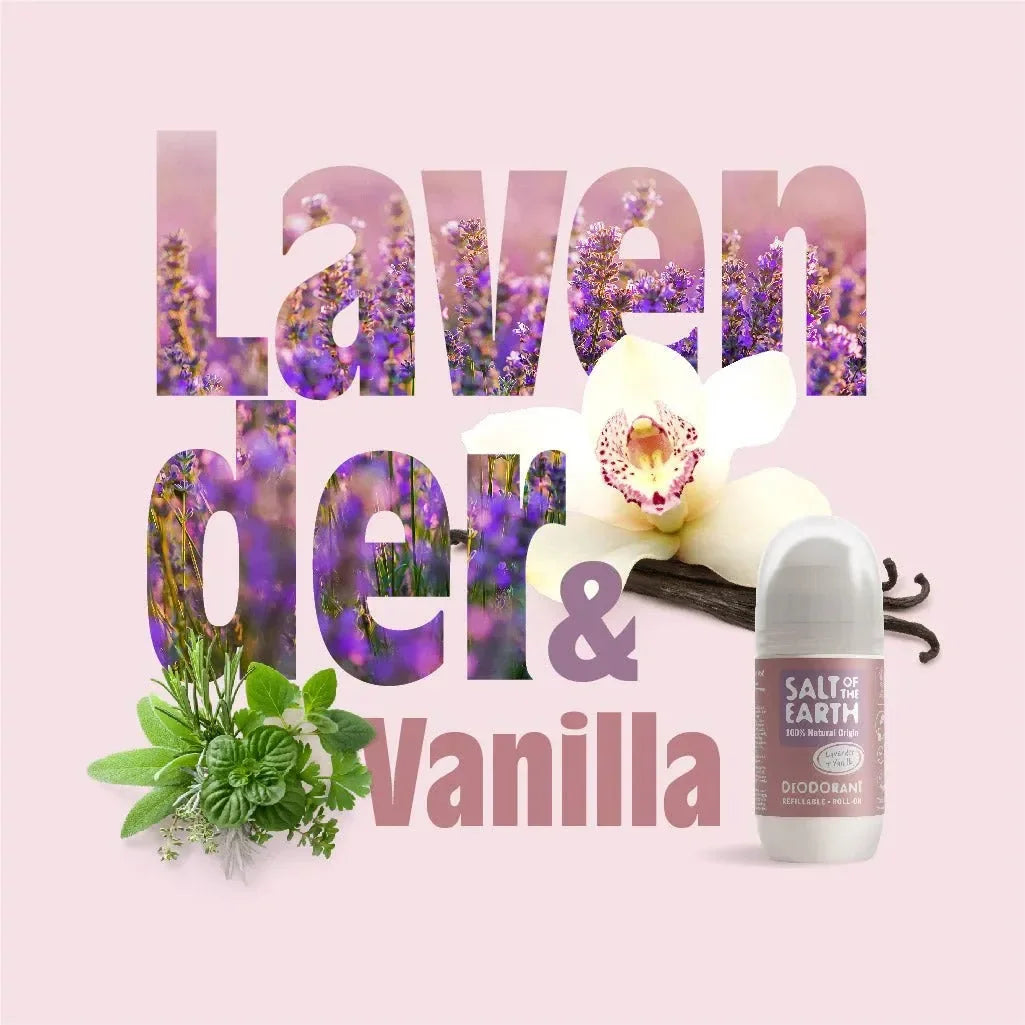 Salt of the Earth - Lavender & Vanilla Natural Refillable Roll-On Deodorant - GOLDFARMACI
