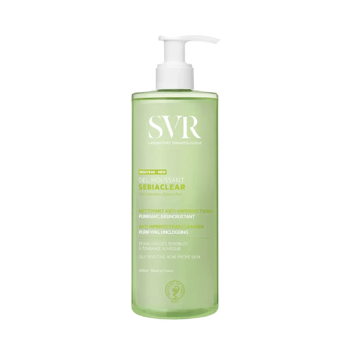 SVR Sebiaclear anti-imperfections cleanser 400ml bottle with pump, Goldfarmaci Albania
