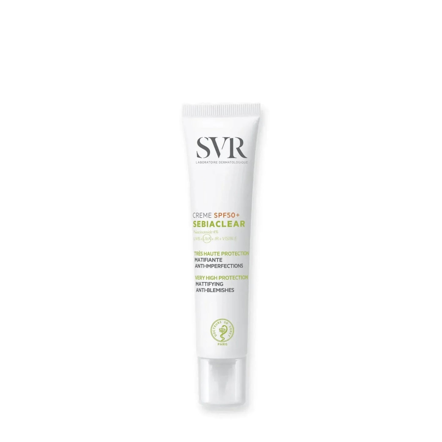 SVR Sebiaclear Cream SPF50+ acne sunscreen tube, skincare product at Goldfarmaci
