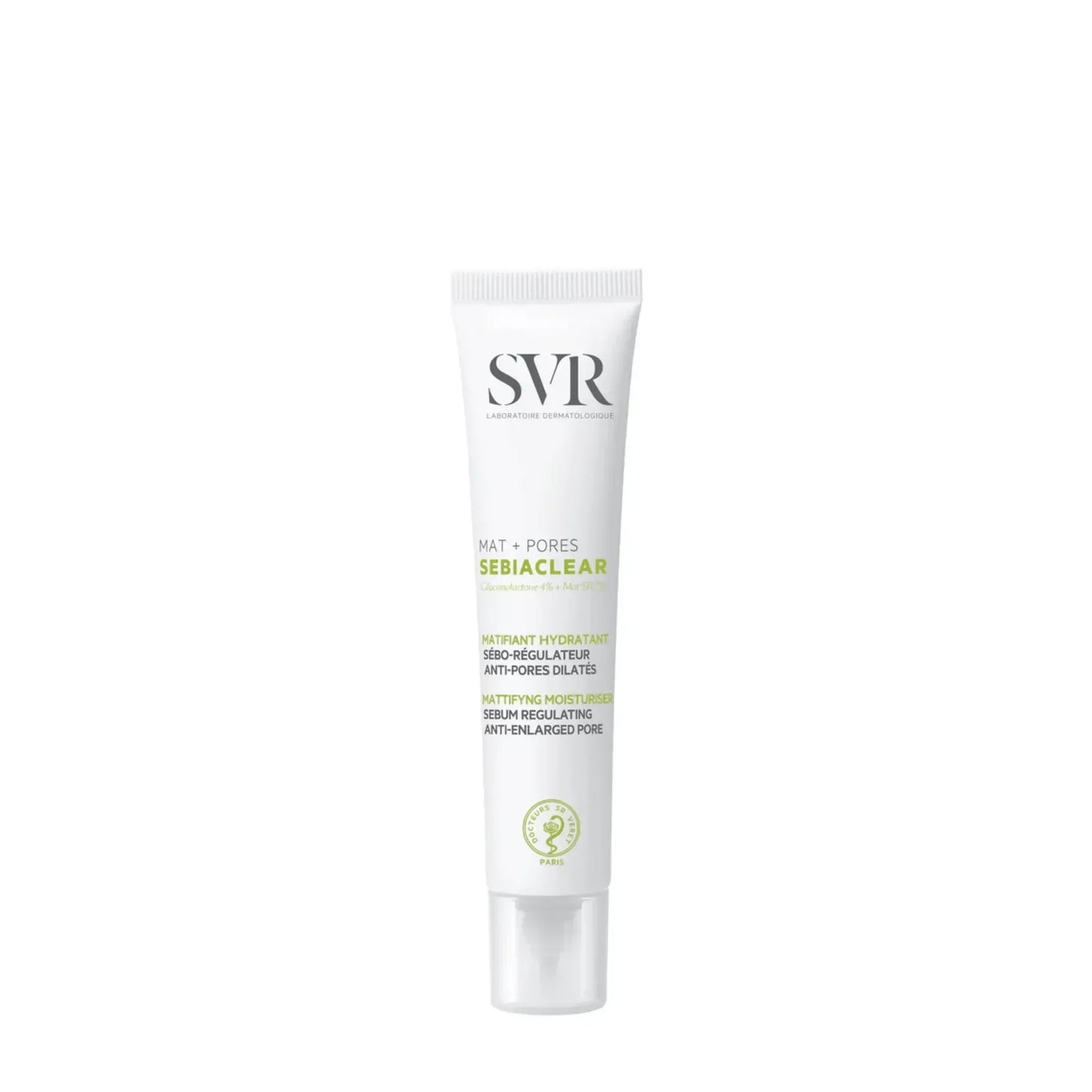 SVR Sebiaclear Mat Pores mattifying moisturiser tube on white background, Goldfarmaci skincare