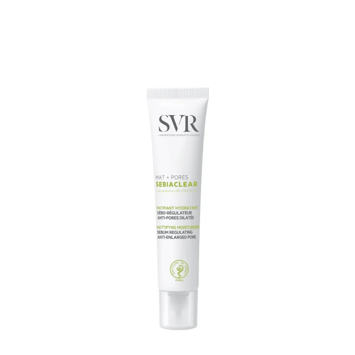SVR Sebiaclear Mat Pores mattifying moisturiser tube on white background, Goldfarmaci skincare