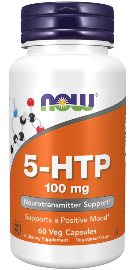 NOW 5-HTP 100 mg 60 veg capsules bottle