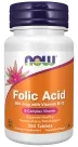 Shishe NOW Folic Acid 800 mcg me Vitamin B-12, 250 tableta.
