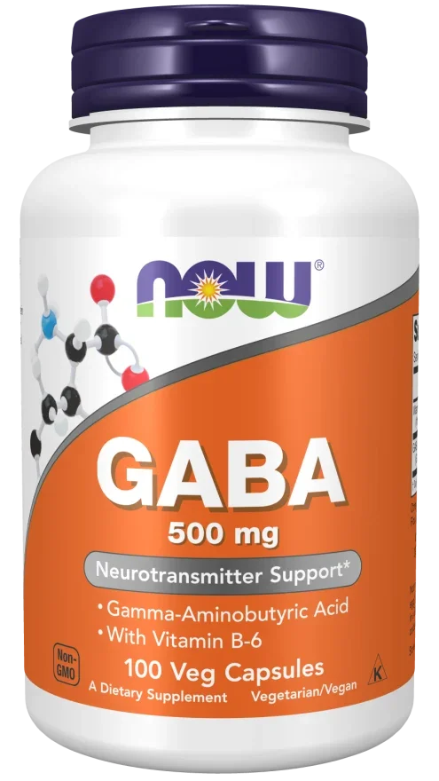 NOW GABA 500 mg with Vitamin B-6 - 100 Veg Capsules