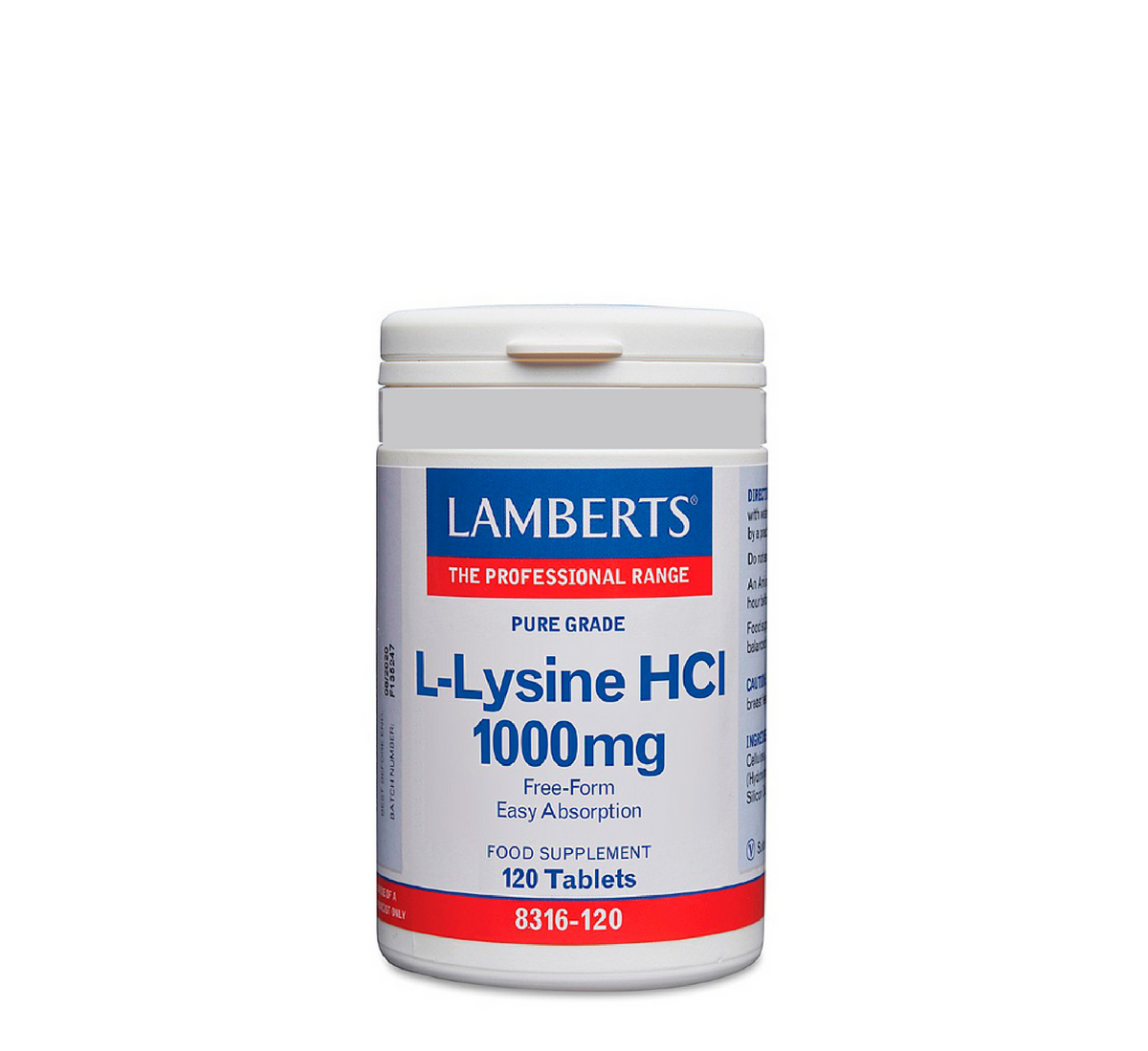 Lamberts L-Lysine HCl 1000 mg, 120 tablets
