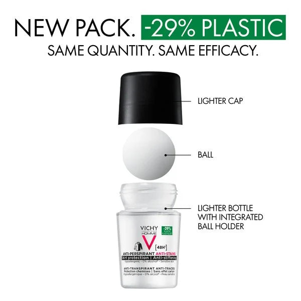 Vichy - Homme Anti-Transpirant Anti-Traces 48H Roll-On