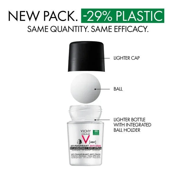 Vichy - Homme Anti-Transpirant Anti-Traces 48H Roll-On