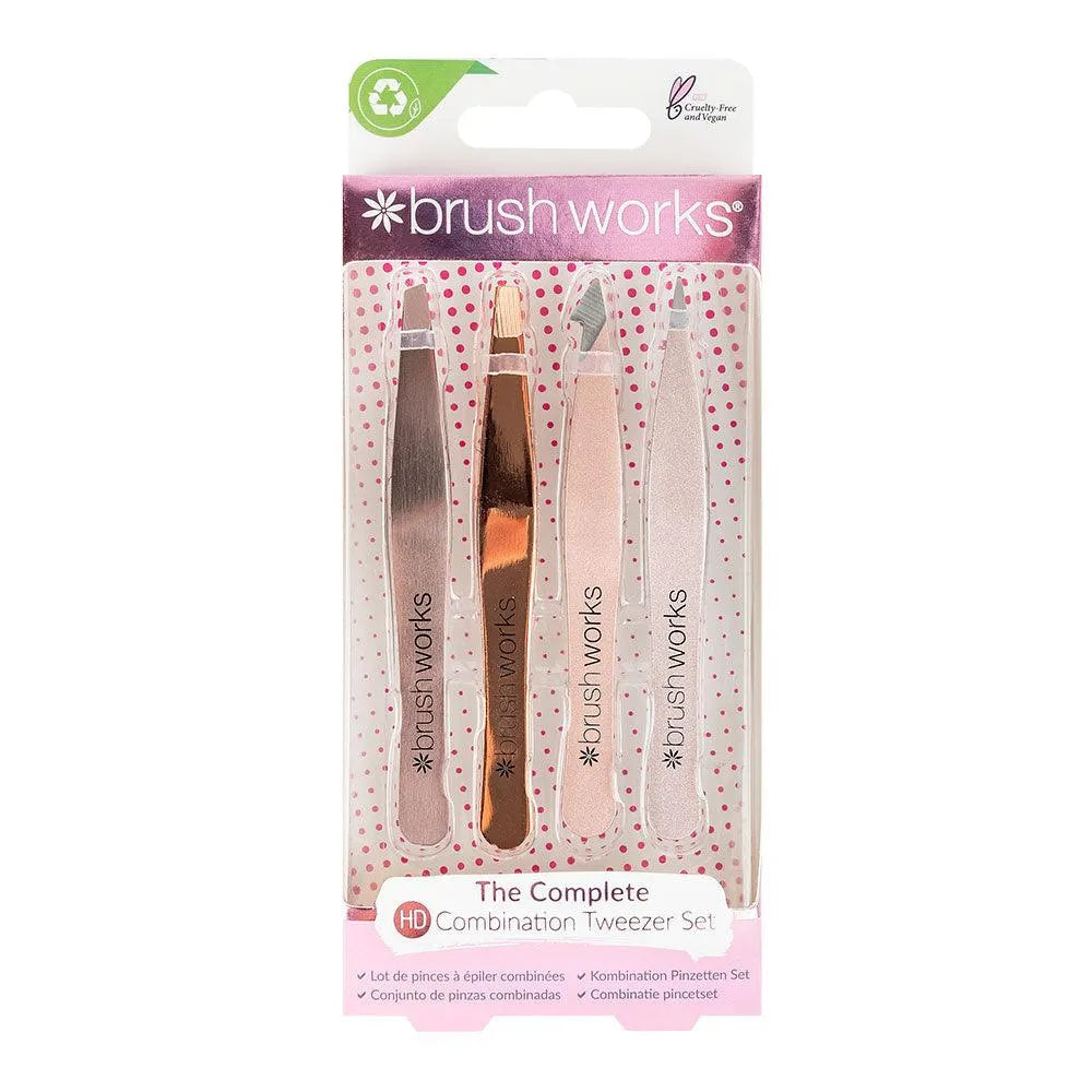 Brushworks - HD 4 Piece Combination Tweezer Set (Gold) - GOLDFARMACI