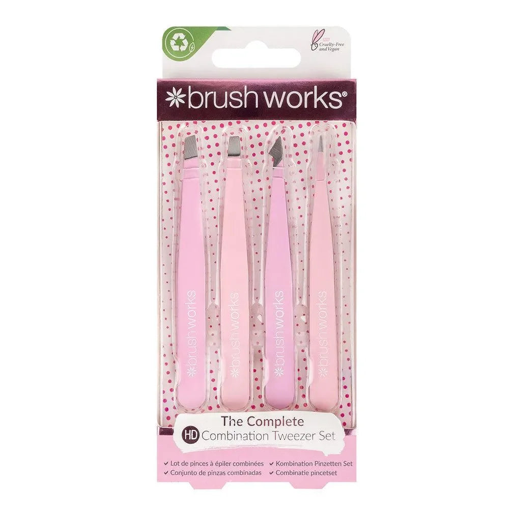 Brushworks - HD 4 Piece Combination Tweezer Set - GOLDFARMACI