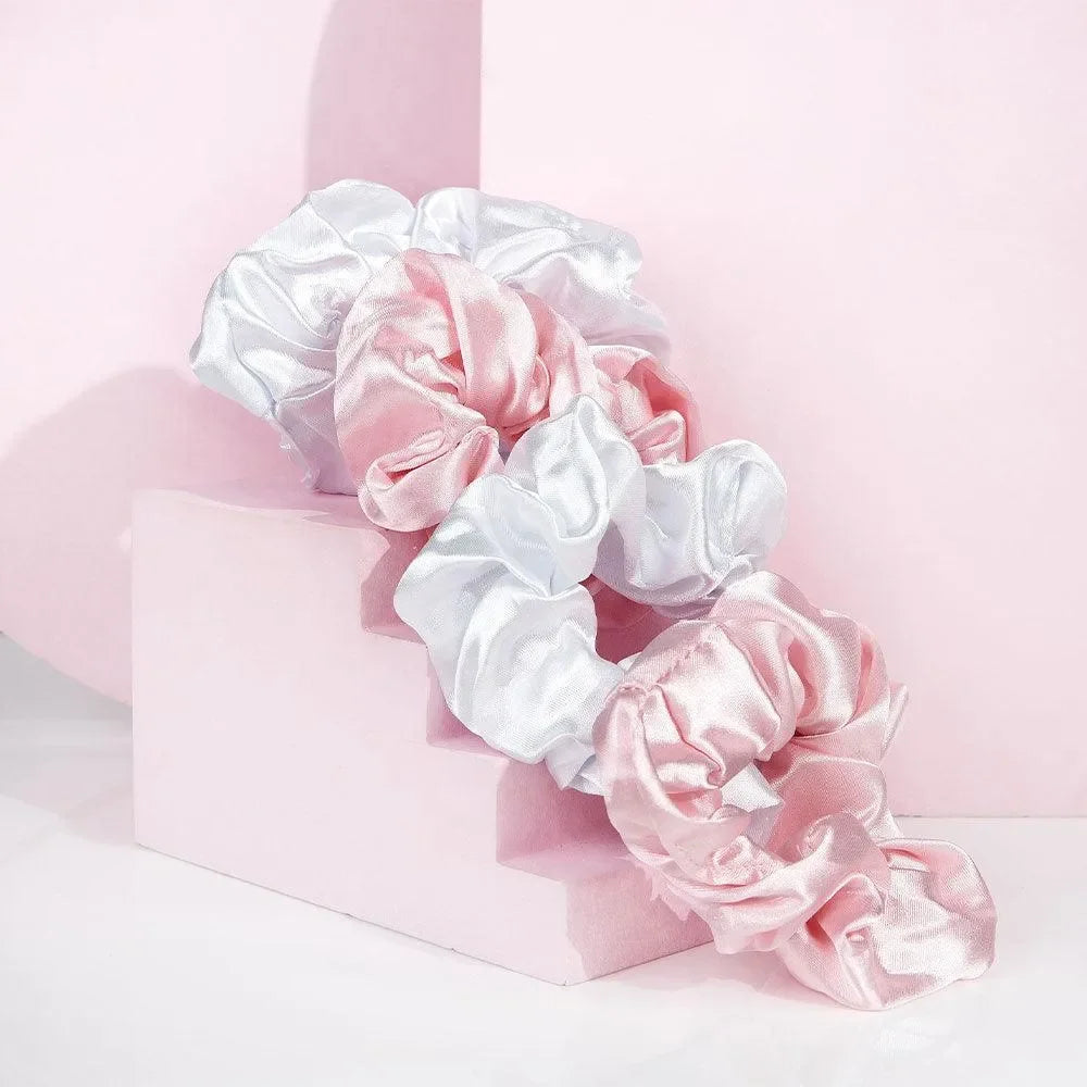 Brushworks - Satin Scrunchies Pink & White - GOLDFARMACI