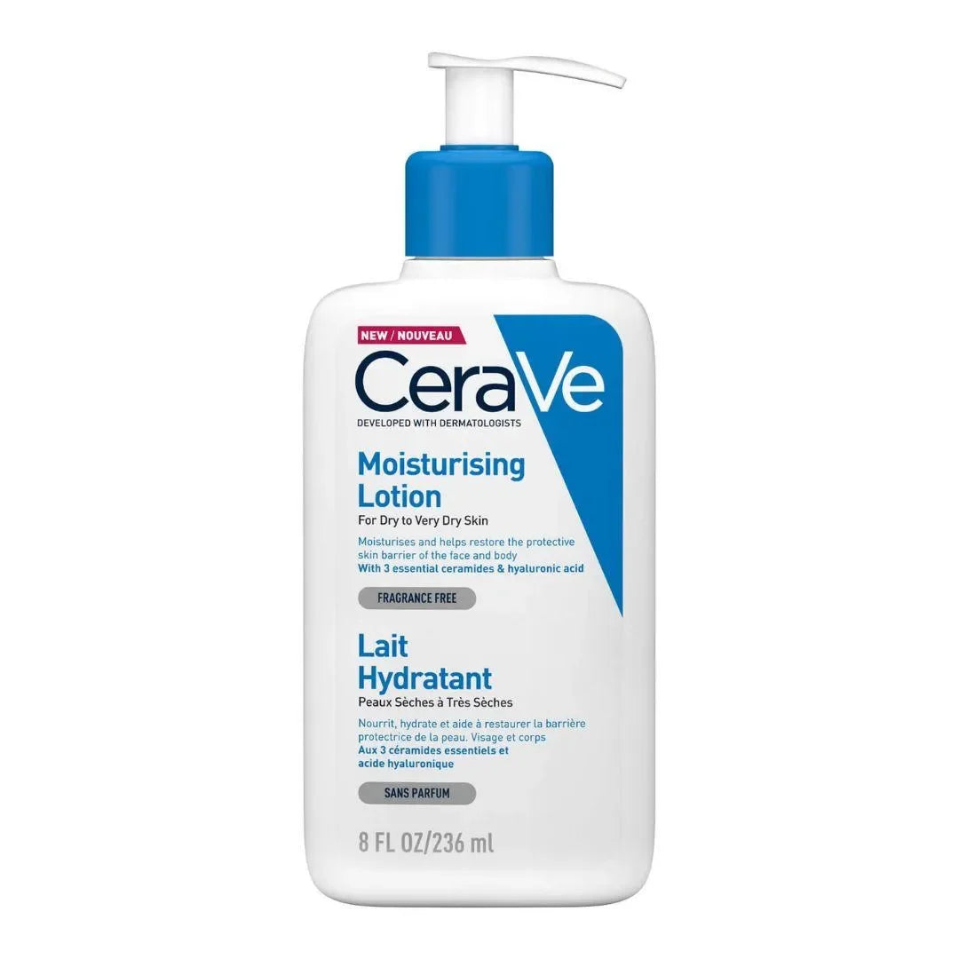 CeraVe Moisturising Lotion 236ml bottle with blue pump for dry to very dry skin care