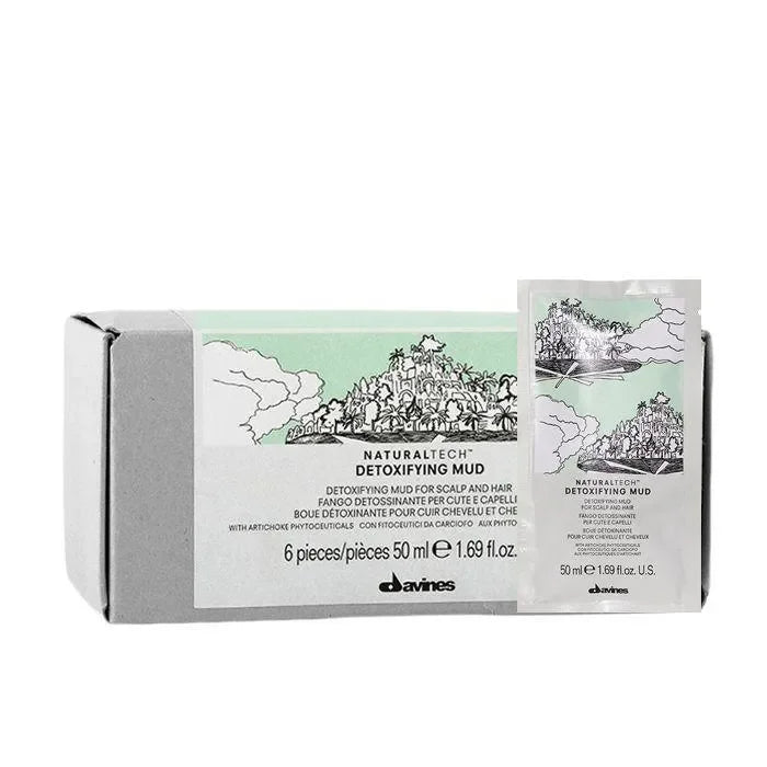 Davines Naturaltech Detoxifying Mud scalp and hair treatment box with sachet, 50ml size