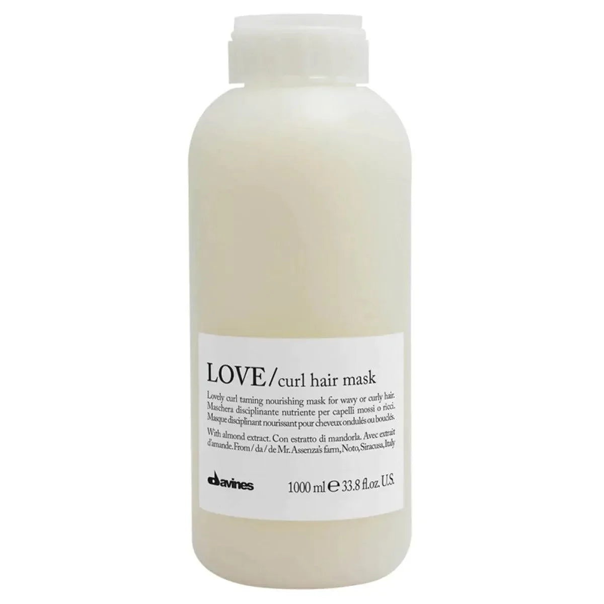 Davines LOVE curl hair mask bottle for wavy or curly hair, 1000ml, white label