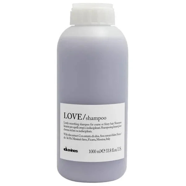 Davines LOVE Smoothing Shampoo bottle for frizzy or coarse hair, 1000ml, white label