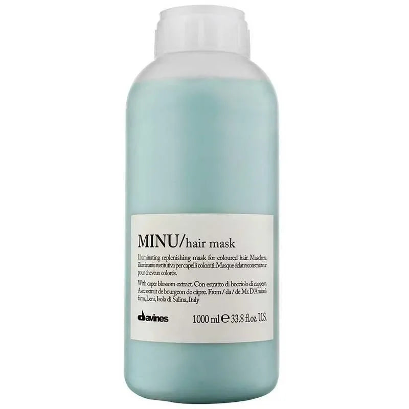 MINU hair mask for colored hair, 1000ml, blue bottle with white label, haircare product