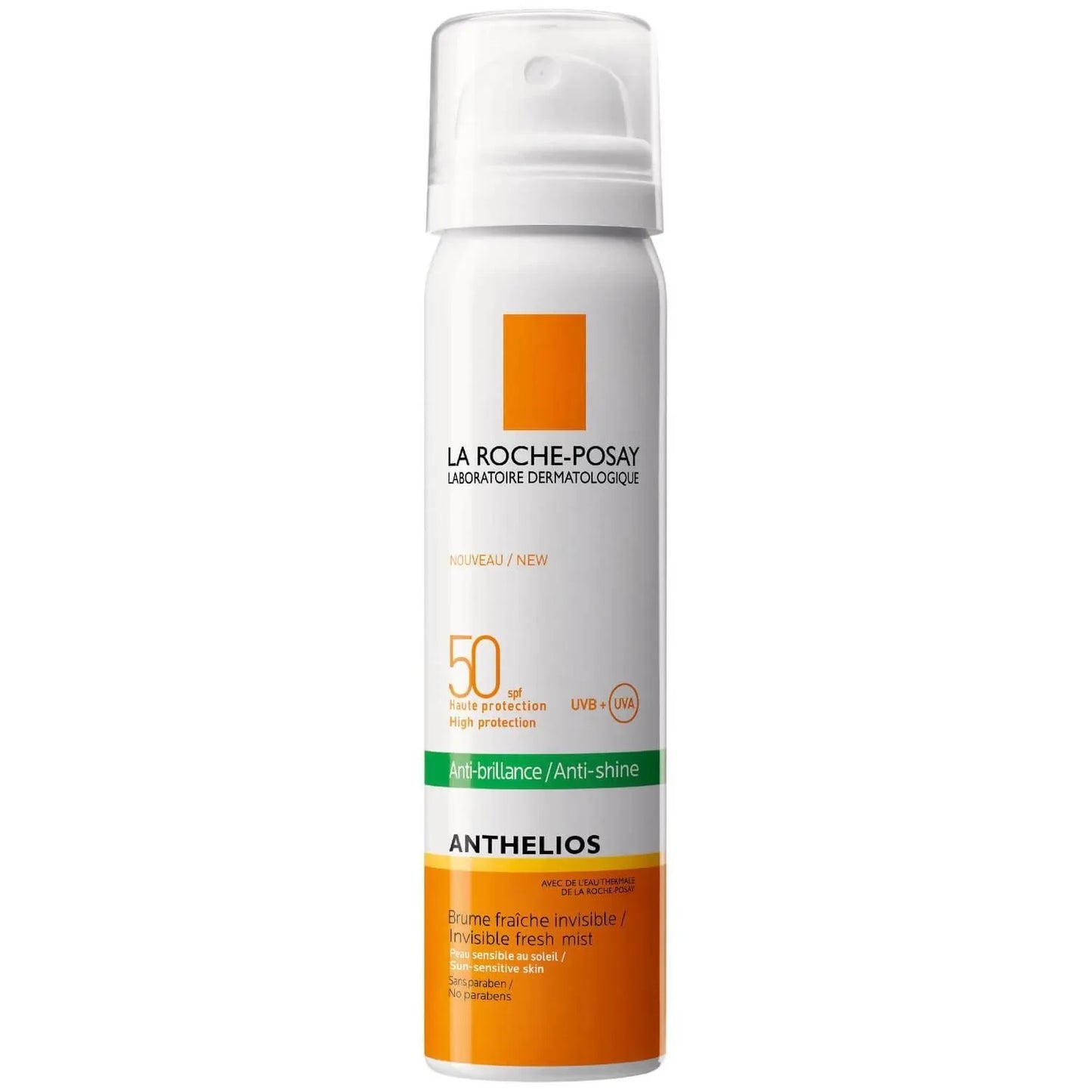 La Roche-Posay Anthelios anti-shine face mist spray SPF 50 sunscreen bottle