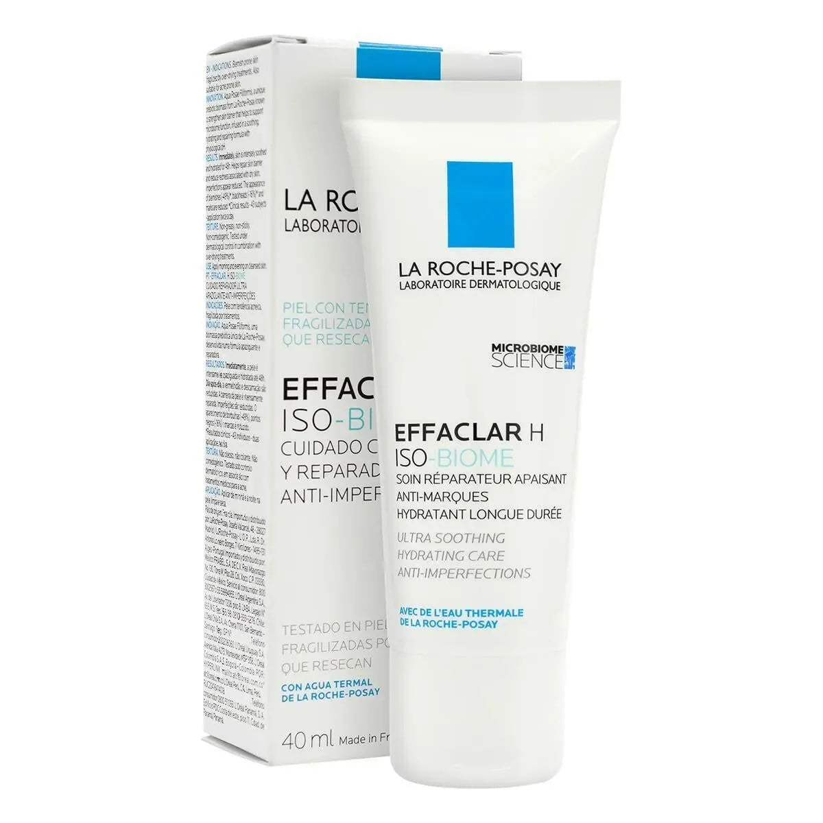 La Roche-Posay Effaclar H Iso-Biome Face Cream tube and box for soothing, hydrating skincare