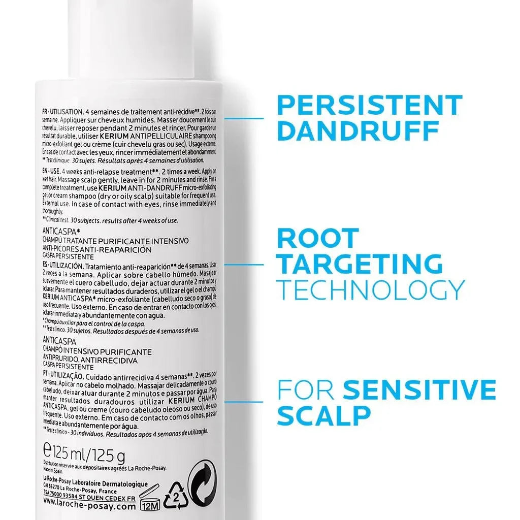 Anti-dandruff shampoo bottle for persistent dandruff with root targeting technology, sensitive scalp