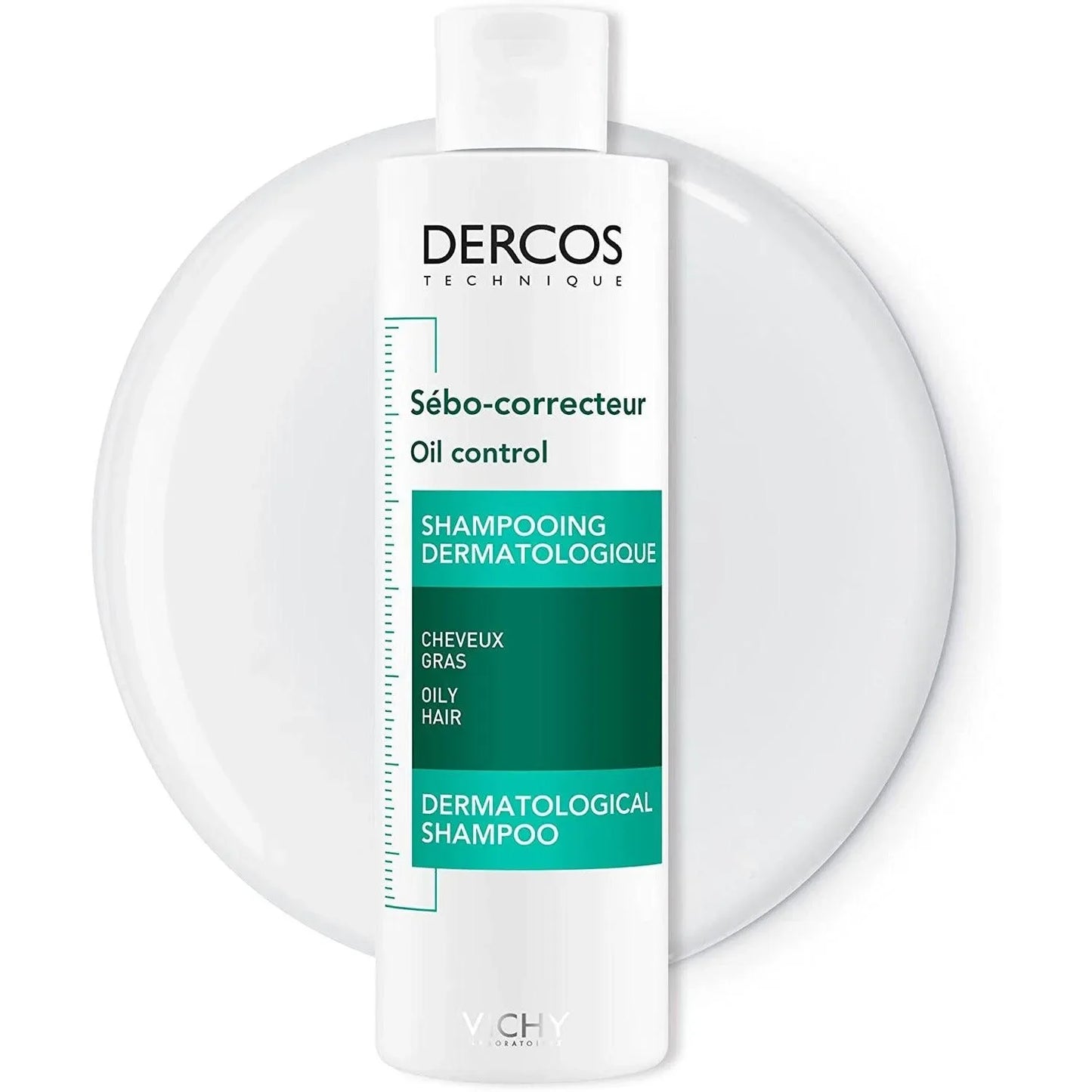 Vichy Dercos Oil Control Shampoo bottle for oily hair with dermatological formula