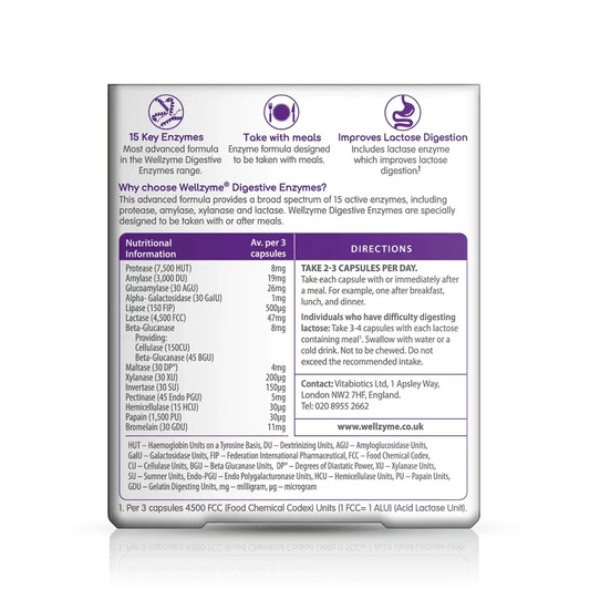 Vitabiotics - Wellzyme Digestive Enzymes Advanced 60Caps - GOLDFARMACI