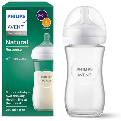 Philips Avent - Natural Response Baby Glass Bottle , 240ml
