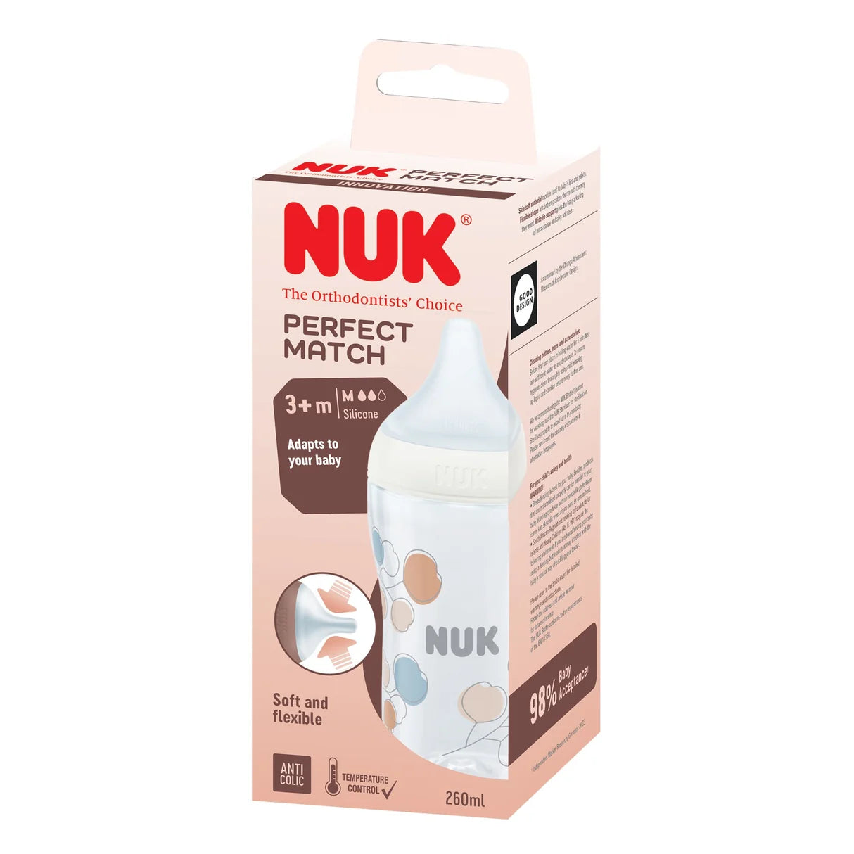 NUK - Perfect Match Plastic Baby Bottle 260ml