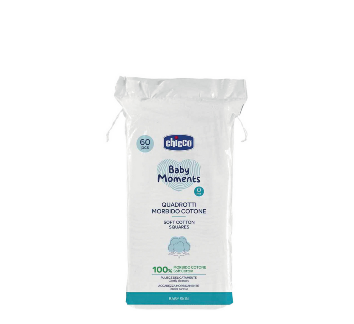 Chicco Baby Moments Soft Cotton Squares 0m+ 60 pcs