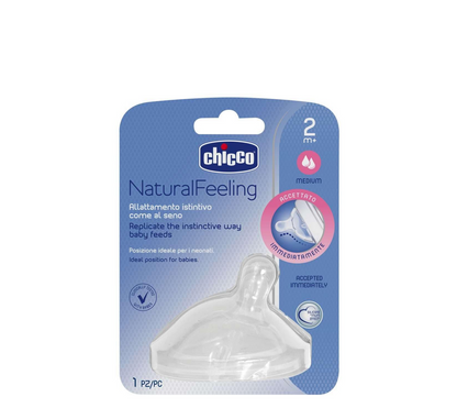 Chicco Natural Feeling Silicone Teat Medium Flow 2m+ 1 pc