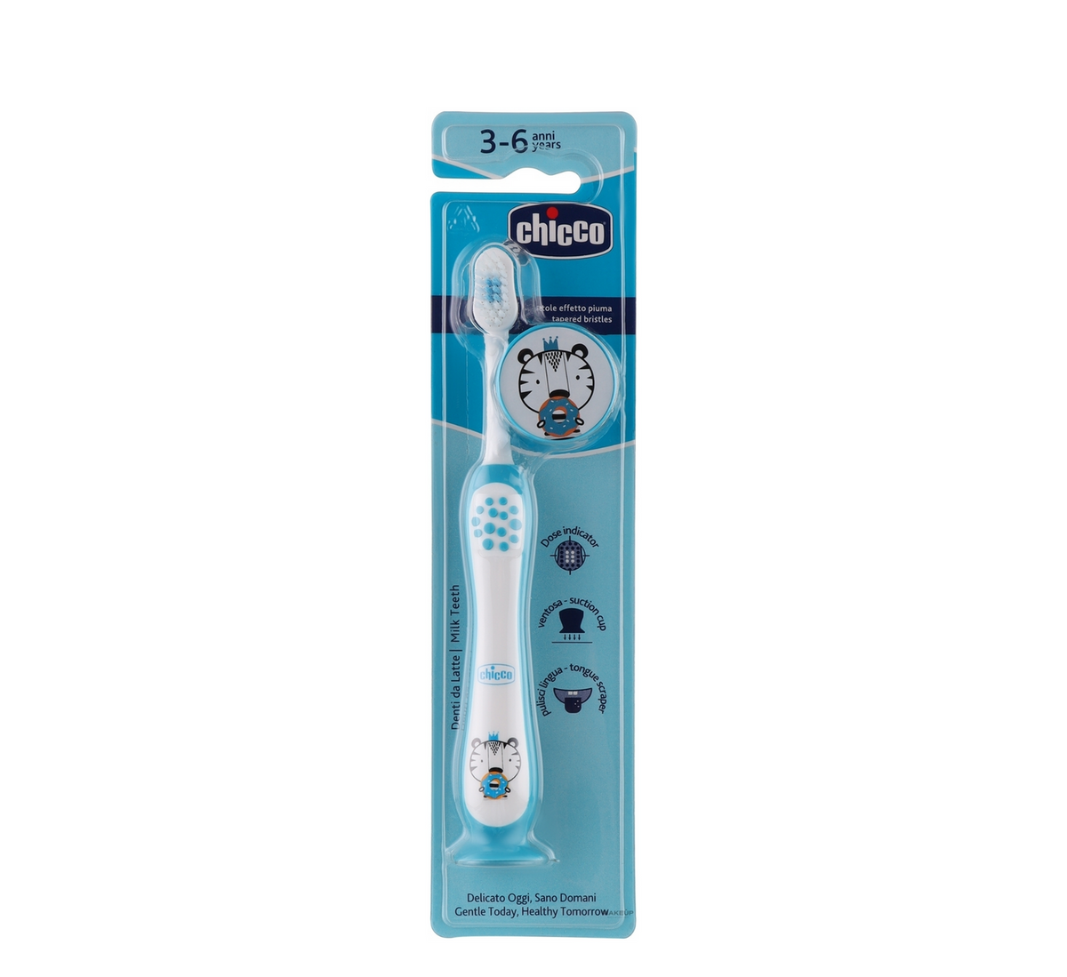 Chicco Milk Teeth Toothbrush 3–6 Years Blue and White - Halsa
