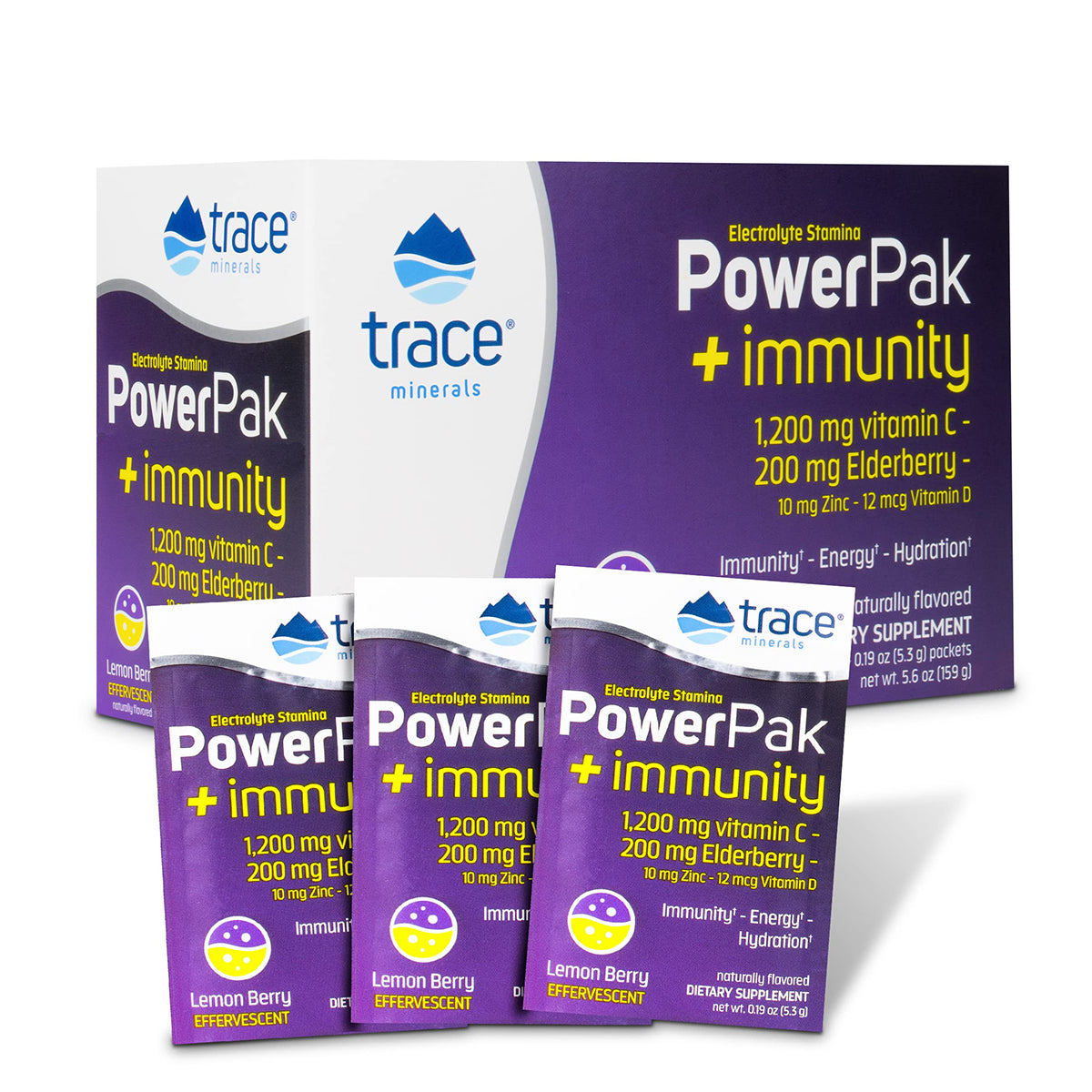 Trace Minerals - Power Pak + Immunity Lemon Berry 30 Packets - GOLDFARMACI