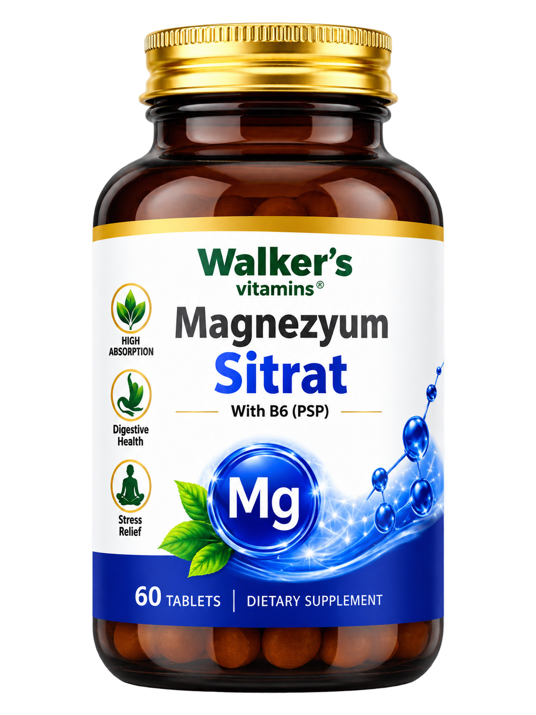 Walker’s Vitamins Magnesium Citrate with Vitamin B6, 60 tablets