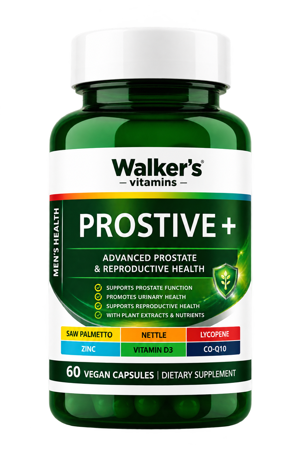 Walker’s Vitamins - Prostive+ Men’s Prostate & Reproductive Health, 60 Vegan Capsules