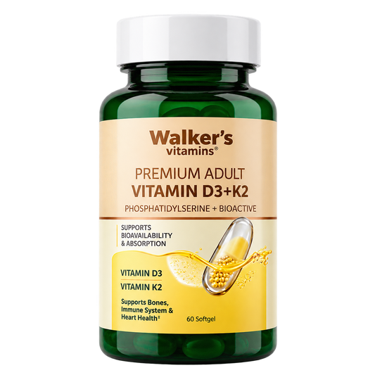 Walker’s Vitamins - Premium Adult Vitamin D3 + K2, 60 Softgels