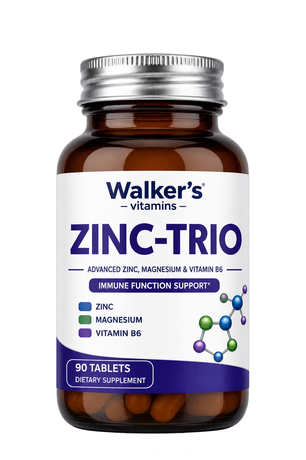 Walker’s Vitamins - Zinc-Trio, Zinc, Magnesium & Vitamin B6, 90 Tablets