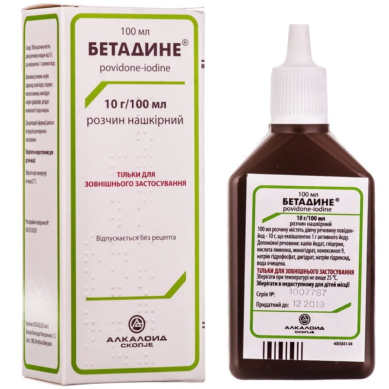 Alkaloid Betadine 10% Cutaneous Solution 100 ml